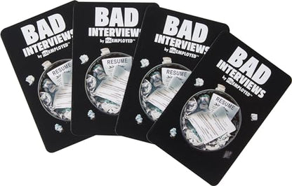 Mattel Games Bad Interviews by Funemployed Party Game, Game Night for 3 or More Players, Hilarious Quick-Thinking Interview Card Game