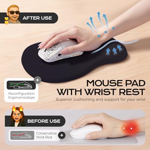 Mouse Pad with Wrist Rest - Black Mousepad with Wrist Support, Ergonomic Mouse Pad with Wrist Rest for Mouse Gaming Laptop Work - color: black mouse pad