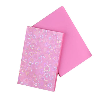 ONLYKXY 100pcs Soft Clear Plastic Heart Glitter Bag Storage Pouch Laser Sleeve Cover Pocket Holder Holographic Photo Protector Top Loader for 3in Trading Card Coin Jewelry (Hot Pink) - color: Hot Pink