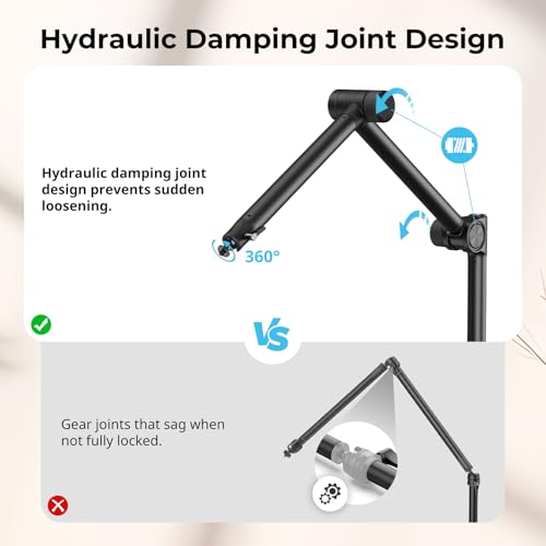 SmallRig Overhead 3-Section Desktop Camera Bracket, Damping Boom Arm Desk Mount with 360 Rotatable Ball Head, Tabletop C Clamp, Max Load to 4.4lbs / 2kg for Photography Videography Live Stream - style: Clamp 4324