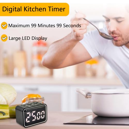 Digital Mini Timer Rechargeable, ON/Off Led Display Count Down/Up, 3 Preset Memory Times Loud Alarm Desk Timer for Kids Classroom Office Kitchen Cooking, Black - color: Black
