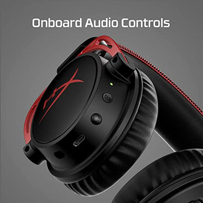 HyperX Cloud Alpha Wireless - Gaming Headset for PC, 300-hour battery life, DTS Headphone:X Spatial Audio, Memory foam, Dual Chamber Drivers, Noise-canceling mic, Durable aluminum frame,Red | 300-hour battery life, DTS Headphone:X Spatial Audio, Memory fo