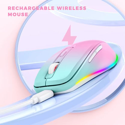 PEIOUS Wireless Mouse Jiggler - Keep Computers Awake, Gradient Pink | Rechargeable LED Mouse, Silent Clicks, Adjustable DPI and Random Movement Keep Computers Awake for Laptop/PC/Mac - color: Gradient Pink