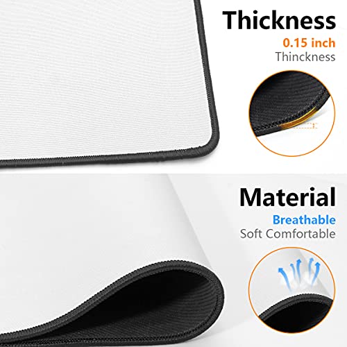 Qisan Large Gaming Mouse Pad Extended Desk Mat 35.43 x 15.74 x 0.15 Inch | Foldable Thick Keyboard Mat with Stitched Edges | Non-Slip Rubber Base for Desktop, Laptop & Gaming - White - color: White
