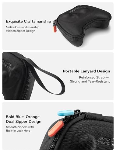 JSAUX Case for Nintendo Switch Pro / Switch 2 Pro Controller, 6 Thumb Grips | Slim Case, Hard Shell Travel Carrying Case, Portable Protective Bag with All Around Protection, Includes 6 Thumb Grips, Black - color: Slim Design + 6 Thumb Grips