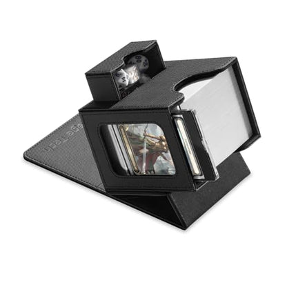 Card Deck Box for MTG Commander - Patented Design, Commander Display, Fits 100 Double-Sleeved Cards, 35pt Card Brick & Dice Tray - Justice Black - color: 8. Justice