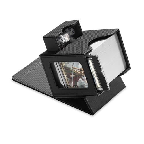 Card Deck Box for MTG Commander - Patented Design, Commander Display, Fits 100 Double-Sleeved Cards, 35pt Card Brick & Dice Tray - Justice Black - color: 8. Justice