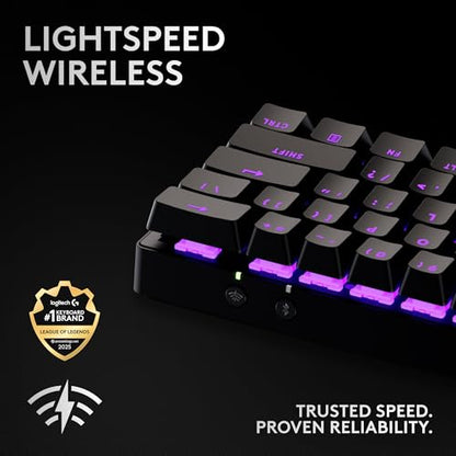 Logitech G PRO X 60% Wireless Gaming Keyboard (Tactile Optical) - Black | Lightspeed, ultra-compact TKL 60% mechanical, for Windows PC, LIGHTSYNC RGB, dual-shot PBT keycaps, optical switches - color: Black, size: 60% - Wireless, style: Tactile