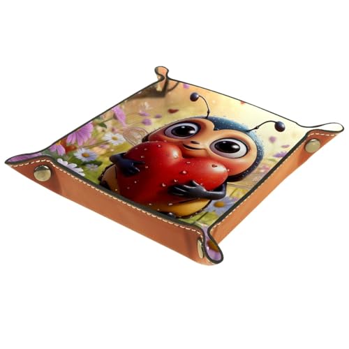 Cute Bee Dice Rolling Tray PU Leather DND & RPG Dice Mat, Portable Dice Rolling Mat Case Storage Box, Folding Scroll Dices Holder Trays for Tabletop Board Game, 6.3"x6.3" - color: Cute Bee, size: 6.3" x 6.3" x 1.2"