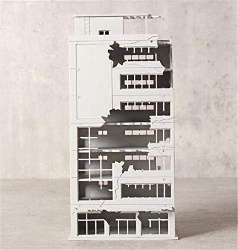 LinaLife N Scale 1/144 DIY Ruined Damaged Building After War Assembling Model Outland Realism Scene for DIY Sand Table, Medium Garden Micro Landscape Ornaments Decor Supply DIY Player Spray Painting