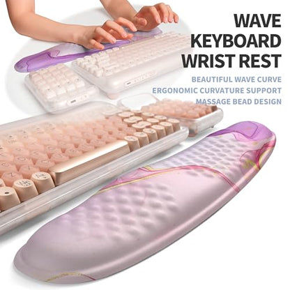 2-in-1 Ergonomic Set, Wave Keyboard Wrist Rest and Massage Slope Mouse Pad Wrist Support, Rebound Memory Foam for Relieve Carpal Tunnel Syndrome and Wrist Pain (Pink Purple Marble) - color: Pink Purple Marble