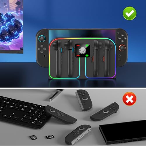 Svetaecho Charging Dock Compatible with Nintendo Switch 2 (2025) for Joycon Controller Charging, 4 in 1 Joypad Charger for Switch 2 Joy Con Fast Charger Stand Station Accessories PlayStation 3 - style: Vertical