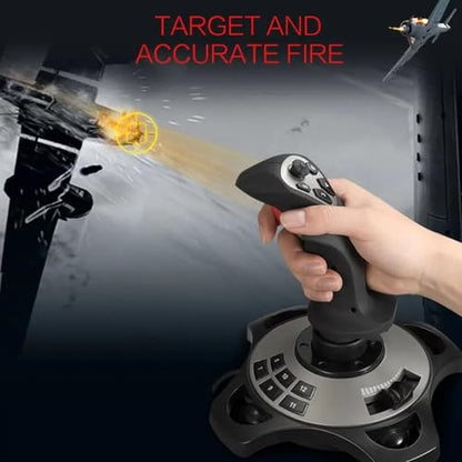 Yunseity USB Gaming Flight Simulator Game Controller with Vibration Function and Throttle Control, Wired Flight Stick for PC VISTA 7 8 10 Computer Laptop