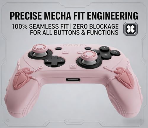 Steelheart Mecha Controller Cover, Non-Slip Soft Silicone Skin for Nintendo Switch 2 Pro, with Thumb Grips (Blush Pink) - color: Blush Pink