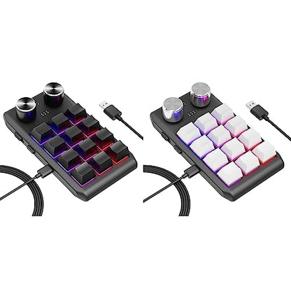 Multifunctional Macro Mechanical Keyboard With 12 Customizable Keys 2 Knobs - One-Handed RGB Gaming Keypad Programmable Ultra-Thin Mechanical Keyboard With 12 Programmable Keys And RGB Backlighting