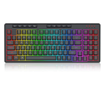 Redragon K517 Pro Wired Gaming Keyboard, RGB Backlit, Mechanical Feel 94 Keys Computer Keyboard with 4 Macro Keys, Number Pad, Anti-Ghosting, 4000mAh Battery for Win/MAC, PS4/5, Xbox - color: Black-D