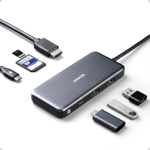 Anker USB C Hub, 7-in-1 Multi-Port USBC Hub, 4K HDMI USB-C Adapter | 1 USB-C and 2 USB-A 5Gbps Ports, 85W Max PD, SD/TF, for MacBook Air, MacBook Pro, XPS and More (Charger Not Included) - style: 7 in 1 【1 HDMI】