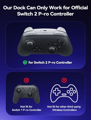 JSAUX 5-in-1 Charging Dock for Switch 2 Pro Controller & Switch 1/2 JoyPads | 5 Charging Ports, 2.5H Fast Charge, 3-Color LED Status, 8 Game Card Slots, PC+ABS, Foldable