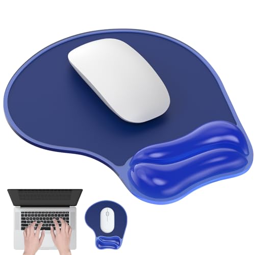 Gel Mouse Pad with Wrist Rest, Ergonomic for Laptop, Non-Slip Base | Cooling Gel Comfort, Soft Squishy Wrist Support, Easy to Clean, Non-Slip PU Base, for Office & Home Desk Blue - color: Blue2