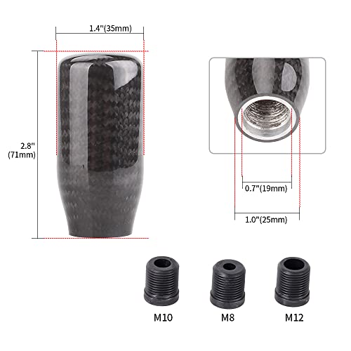 Carbon Fiber Shift Knob for Automatic and Manual Vehicles, Carbon Fiber Gear Shift Knob, 6 Speed Black - size: 6 Speed