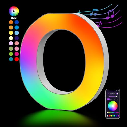OJQ Light Up Letters LED Letter Marquee Letters Room Decor | Music Sync Color Change Christmas Birthday Gifts for Girl Home Decorations Birthday Gift for Women Gifts for Teens-O - style: Letter-O