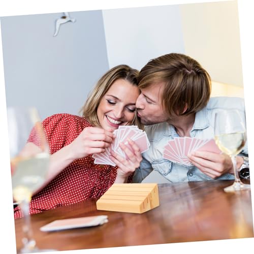 Yardwe 2Pcs Wooden Card Holder Wooden Display Base for Playing Cards Practical Storage for Games Compact Design for Home Decoration Sturdy Stand for Cards and Chess