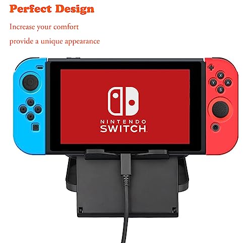 Switch Controller Skin, Anti-Slip Silicone Grips Covers Soft Ultra-Thin Protective Cover Case for Switch Controller (Black) with 2 Cute Thumb Grip Caps