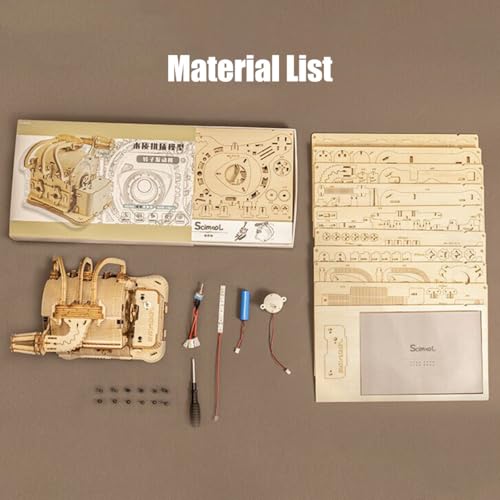 3D Wooden Puzzle for Adults, Mechanical Wooden Rotary Engine Model Kit to Build, 270+PCS DIY Assembly Steampunk Puzzle Engine Kit Craft Decor Gift, KIT Version