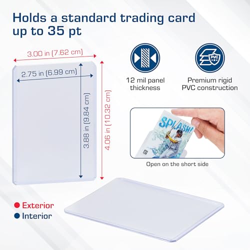 BCW 3x4 Topload Card Holder - Standard - 50ct | Rigid PVC Trading Card Protection for Baseball Cards, Football Cards, and Trading Cards Like Pokémon and MTG | Holds Cards Up to 20pts - size: 50 Count