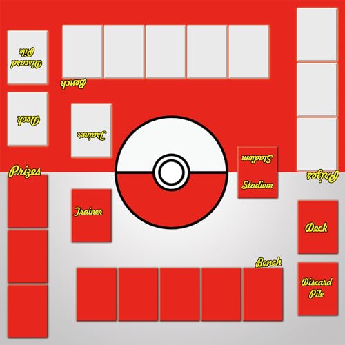Biouai Playmat for Trading Card Game - Stitched Play Mat with Tube for Card Gameplay with Zones, 2 Player Trainer Game Playing Mats (Red-1) - color: Red-1