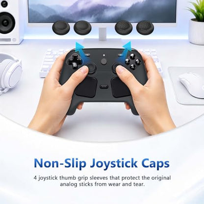 Case Cover Compatible with Steam Controller 2 2026, Soft Silicone Protector Cover Skin Case for Steam Controller 2 with Thumb Grip Caps, Anti-Scratch, Shockproof (Black) - color: Black