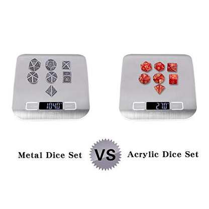 DnDnD Acient Silver Metal DND Dice Set, 7PCS D&D Metal Dice with Metal Case for Dungeons and Dragons, Shadowrun, Pathfinder, Savage World and Table Games - color: Ancient Silver