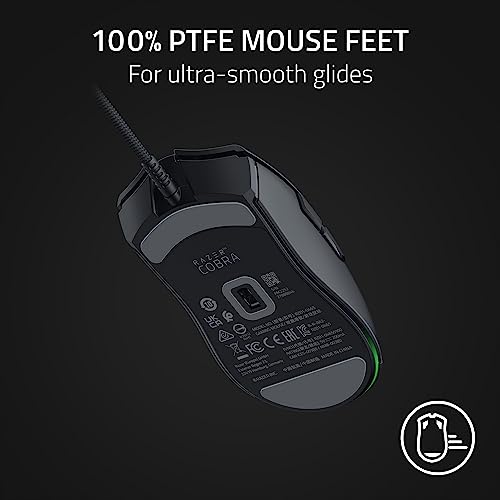 Razer Cobra Wired Gaming Mouse, Gen-3 Optical Switches, 58g, Black | Chroma RGB Lighting with Underglow, Precise 8500 DPI Optical Sensor, 100% PTFE Mouse Feet - color: Black