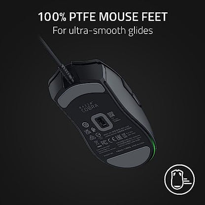 Razer Cobra Wired Gaming Mouse, Gen-3 Optical Switches, 58g, Black | Chroma RGB Lighting with Underglow, Precise 8500 DPI Optical Sensor, 100% PTFE Mouse Feet - color: Black