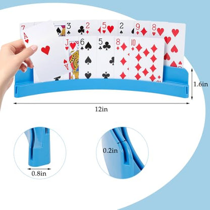 2 Packs of Double-Layer Card Holders，Playing Card Holder for Kids Adults Hands Free Card Holder for Family Card Game Nights Poker Parties - color: Blue(2pack)