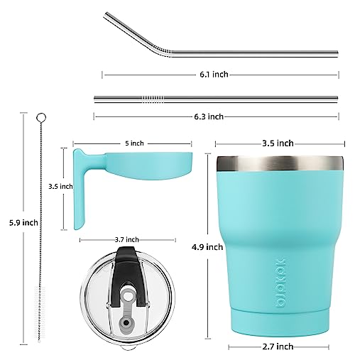 BJPKPK 10 oz Mini Tumbler with Lid, Straw & Handle, Insulated Steel Cup | Small, Spill Proof, Leak Proof, Thermal, Double Wall Vacuum, Sweatproof, Dishwasher Safe, BPA Free, Turquoise - color: Turquoise, size: 10 Ounces