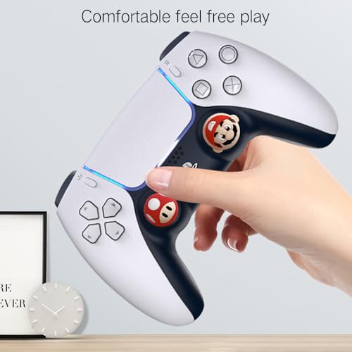 PERFECTSIGHT Cute Thumb Grip Caps for Switch 2, PlayStation 4/5, PS5, PS4, Xbox Series X/S, Xbox One, Switch PRO Controller, 4PCS Kawaii Soft Rubber 3D Analog Thumbsticks Grips Joystick Cover, Red - color: Red Mario