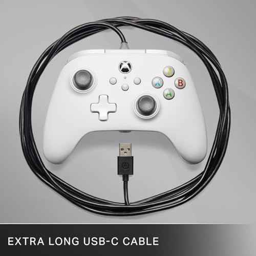 PowerA Wired Controller for Xbox Series X|S - White, gamepad, wired video game controller, gaming controller, works with Xbox One - style: White