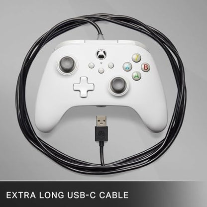 PowerA Wired Controller for Xbox Series X|S - White, gamepad, wired video game controller, gaming controller, works with Xbox One - style: White