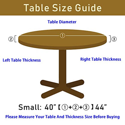 Swirl Candy Christmas Tablecloth Elastic Fitted Table Cloth Round Table Cover Washable Reusable for Kitchen Dining Picnic Party Fit Table 40-44 Inch - color: Swirl Candy S, size: 40" (Round)