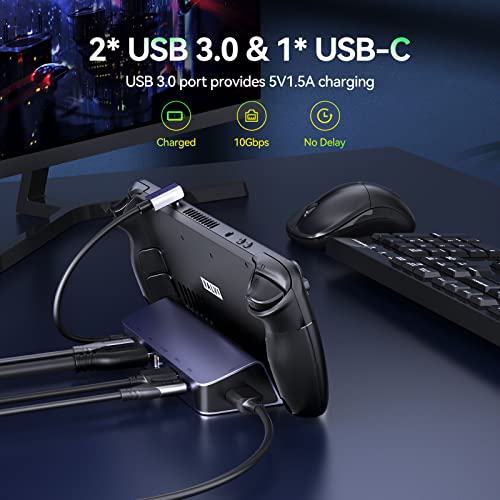 QUUGE Steam Deck Dock, 6 in 1 Valve Steam Deck Docking Staion with 2*USB-A & USB-C 5Gbps, HDMI 2.0 4K60Hz Output, 1000M Ethernet Gigabit, 100W Charging, Steam Deck Accessorie