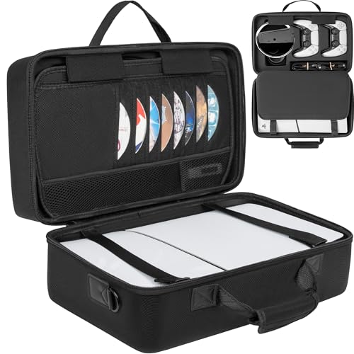 OUUTMEE Hard Shell Carrying Case Compatible with PS5 Slim | Travel Storage Bag for PS5 Slim, Organizer Protective Case Holds PS5 Slim Disk Digital Edition, Games and Accessories - size: For PS5 Slim