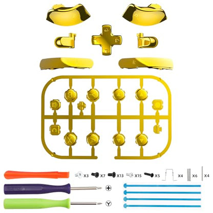 eXtremeRate DIY Replacement Full Set Buttons for Joycon 2, Custom ABXY Direction Keys Dpad + - C Home Capture Release L R ZR ZL Trigger Buttons for Nintendo Switch 2 Controller - Chrome Gold - color: Chrome Gold