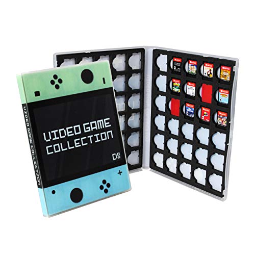 UniKeep Game Case for Nintendo Switch Cartridges - Holds 60 Video Games Securely in Foam | Heavy Duty Compact Travel Storage Binder & Protective Holder Organizer with Snap-Lock Closure - color: green / blue