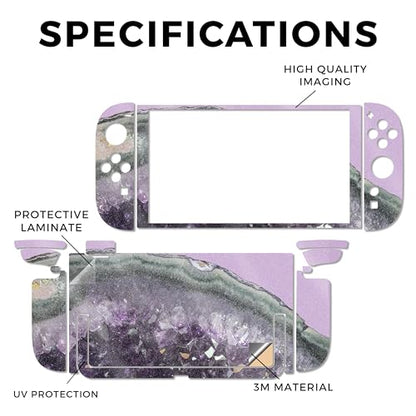 Glossy Glitter Gaming Skin Compatible with Nintendo Switch 2 Console Only - Amethyst Agate - Premium 3M Vinyl Protective Wrap Decal Cover - Easy to Apply | Crafted in The USA by MightySkins - color: Amethyst Agate, size: Switch 2 Console Skin Only, style: