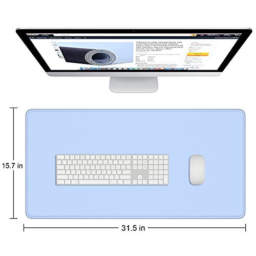 Dapesuom Large Gaming Mouse Pad, Extended Mouse Mat with Stitched Edges, Full Size Keyboard Pad with Non-Slip Base, Big XXL Computer Desk Mats for Gamer, Laptop, Office, 31.5 x 15.7in, Sky Blue - color: Sky Blue, size: 31.5L x 15.7W inches