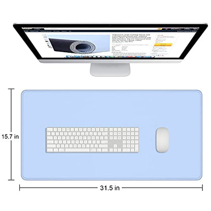 Dapesuom Large Gaming Mouse Pad, Extended Mouse Mat with Stitched Edges, Full Size Keyboard Pad with Non-Slip Base, Big XXL Computer Desk Mats for Gamer, Laptop, Office, 31.5 x 15.7in, Sky Blue - color: Sky Blue, size: 31.5L x 15.7W inches