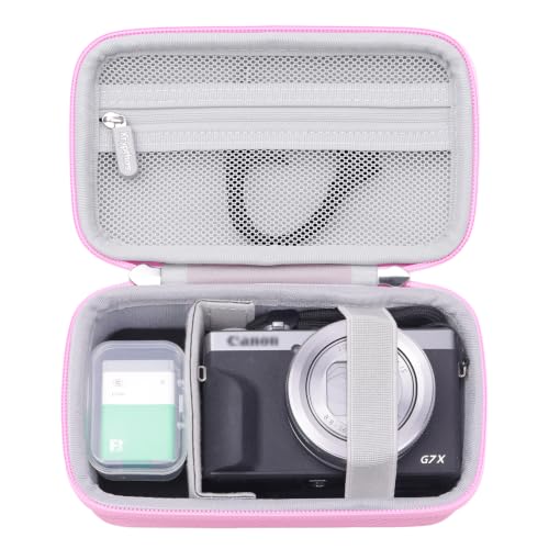 Krypthos Camera Case for Canon G7 X Mark III with SD Card Storage (Pink) | Compatible with Kodak Pixpro FZ45, Canon G7X Mark III，CAMKORY DC403, Travel Small Cameras, Protective, Durable, Easy to Carry - color: Pink