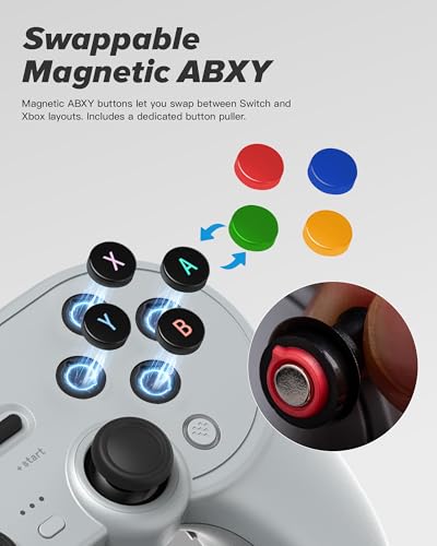 8Bitdo Pro 3 Bluetooth Controller with TMR Joysticks (Gray) | Swappable ABXY Buttons, Pro Back Buttons, Hall Triggers, Charging Dock, for Switch/Switch 2, Windows, Apple, SteamOS, Android - color: Gray, size: Pro 3