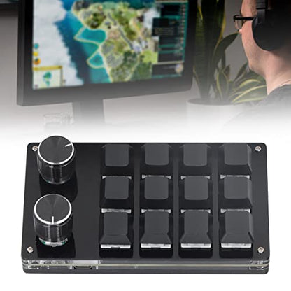 Programmable Mechanical Keypad, 12 Keys with 2 Knobs, USB One Handed Gaming Keyboard for PC, Macro Keypad, Office & Work